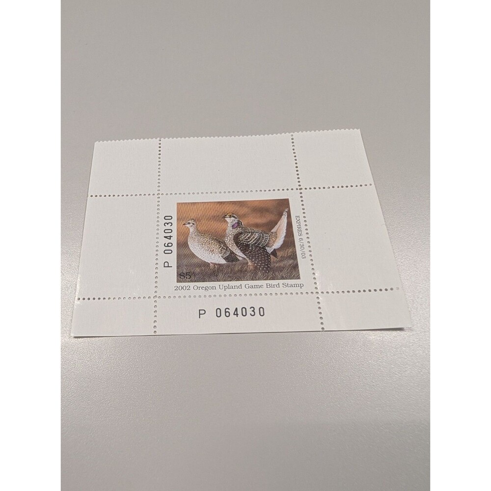 2002 OREGON UPLAND GAME BIRD STAMP $5 MNG MINT NO GUM collectable